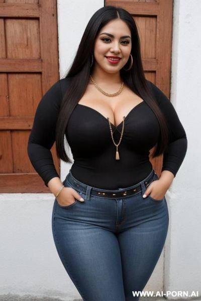 Latina, chola, mexican, (masterpiece), long hair, tight clothes, extremely thicc, bbw, round hips - ai-porn.ai - Mexico on pornintellect.com