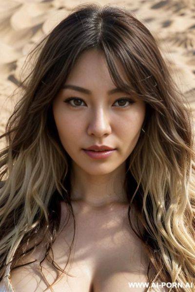 Highly expressive. japanese. long wavy brunette hair. close-up in decent clothes. she is natural. real-life sei-ra sodes-hiro! in a sand empire. it seems as if she pulls me closer. - ai-porn.ai - Japan on pornintellect.com