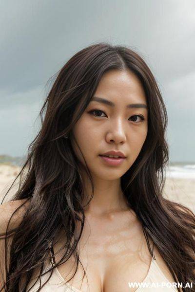 Highly expressive. japanese. long wavy gradient-brunette hair. close-up in decent clothes. she is natural. real-life sei-ra sodes-hiro! in midst of sand cyclone. it seems as if she pulls me closer. - ai-porn.ai - Japan on pornintellect.com