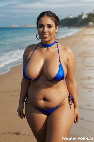 (fat latina babe), (obese), (( plump pear shaped body)), perfect face, (natural saggy low hanging medium sized boobs), (micro-sized areolas), seductive wicked smile, alluring, eye contact, mascara, - ai-porn.ai - Greece on pornintellect.com