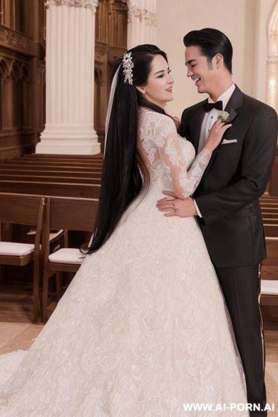 ((((douglas and regina)))) ((((couple portrait)))) ((((high quality picture)))) ((((handsome groom and dazzling bride)))) ((a woman with long straight black hair)) ((my faithful dream girlfriend)), ((((gigantic cleavage)))) - ai-porn.ai on pornintellect.com