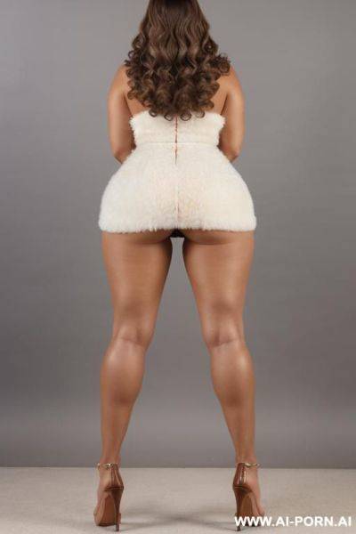 (full body view) (from behind) (mature woman) (pencil dress) (showing ass) (brown fluffy hair) (looking back) - ai-porn.ai on pornintellect.com
