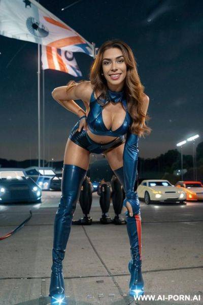 ((((view sky night)))) ((((level low shot)))) at the starting line of a night street race ((((headlights illuminate lot cars)))) (((( two cars racing)))) (((( men look and applaud excitedly)))) no - ai-porn.ai - Iran on pornintellect.com