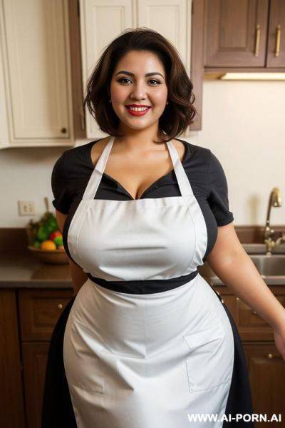 Fair boobs, massive curved hips, alluring thighs, apron outfit, very wide figure - ai-porn.ai on pornintellect.com
