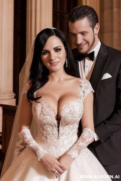 ((((douglas and regina)))) ((((couple portrait)))) ((((high quality picture)))) ((a woman with long straight black hair)) ((my faithful dream girlfriend)), ((((gigantic cleavage)))) - ai-porn.ai on pornintellect.com