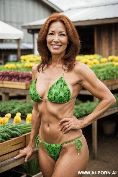 A beautiful gilf woman, wear a brazilia bikini, (very hairy pussy), - ai-porn.ai on pornintellect.com