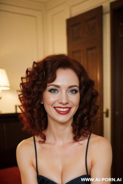 Two redhair womans kissing each other in luxury bedroom, lesbian kissing - ai-porn.ai on pornintellect.com