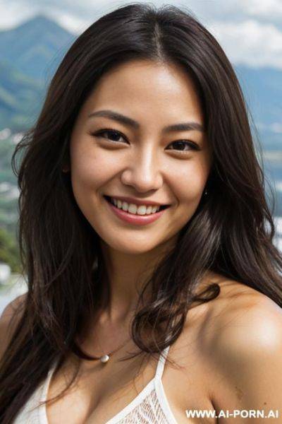 Highly expressive. tanned japanese. long, wavy, gradient-brunette hair. close-up in decent clothes. she is natural. real-life sei-ra sodes-hiro! it seems as if she draws me closer.in new-zeland. at the mountain-top. - ai-porn.ai - Japan on pornintellect.com