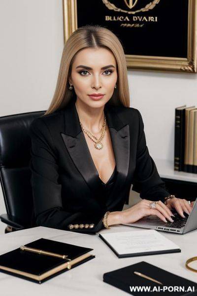 Boss, tall, long legs, slender, long torso, old woman, - ai-porn.ai on pornintellect.com