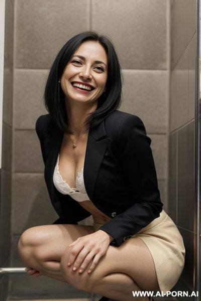 Italian, skin, blazer, skirt, squatting over urinal - ai-porn.ai - Italy on pornintellect.com