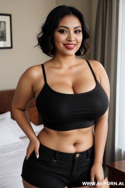 Supermodel, mexican, chola, chicana, shorts, wide hips, heavy makeup, extra thicc, chubby, long hair - ai-porn.ai - Mexico on pornintellect.com