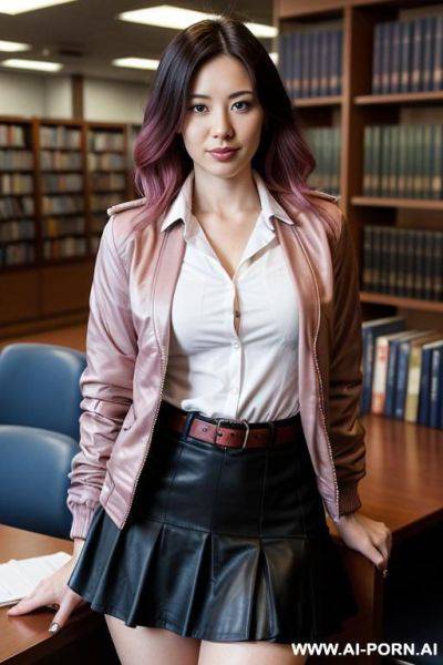 Lesbian japanese woman 1 in a short skirt and blouse with a tie - ai-porn.ai - Japan on pornintellect.com