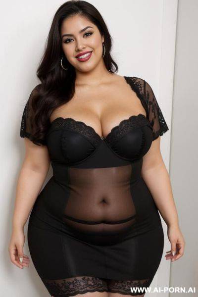 Chicana, massive thighs, mexican, gorgeous face, hourglass figure, tight shirt, supermodel, pear shaped, bbw, bottom heavy, massive hips, 00 pounds, very rotund, squeezing belly - ai-porn.ai - Mexico on pornintellect.com