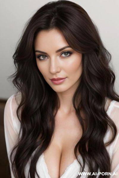 1 woman, irish features, long wavy dark hair and hazel eyes - ai-porn.ai - Ireland on pornintellect.com