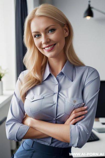 ((shirt with pockets)), ((secretary uniform)), ((office shirt)), pencil skirt - ai-porn.ai on pornintellect.com