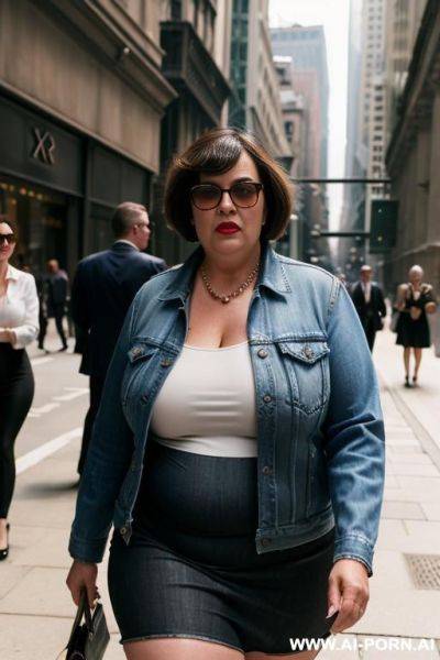 Denim jacket sunglasses walking - ai-porn.ai on pornintellect.com