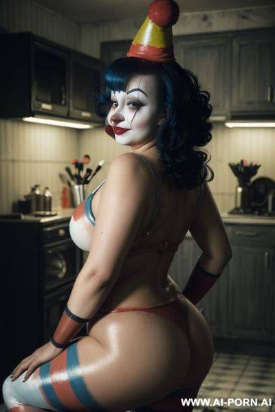 Back view, big ass, full body, standing, triangular hips, thick thighs, hands on hips - ai-porn.ai on pornintellect.com