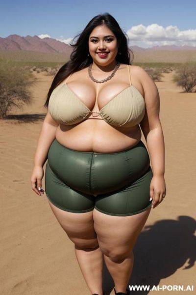 Hot mexican woman, chola, heavy makeup, pear shaped, very fat, shorts, massive hips - ai-porn.ai - Mexico on pornintellect.com