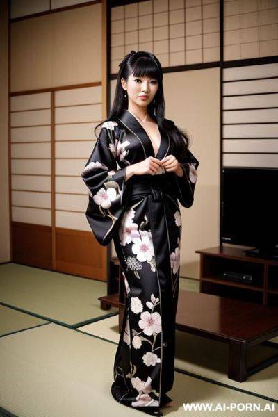 10s style. 10s. 13. japanese woman. in kimono. cutie. vintage. european living room. - ai-porn.ai - Japan on pornintellect.com