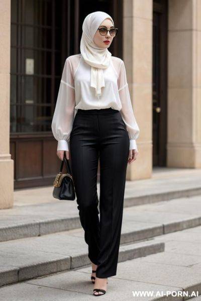 Woman, headscarf, blouse, long pants - ai-porn.ai on pornintellect.com