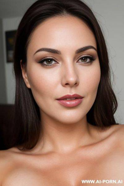 Woman, brunette, chubby, cum on face - ai-porn.ai on pornintellect.com