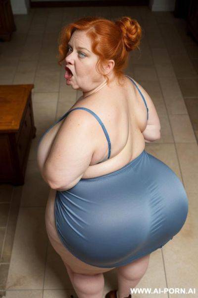 Old granny, totally naked, giant boobs, giant breasts, huge ass, thick thighs, hairy pussy ((big hairy pussy)) giant hair ((giant pubes)) - ai-porn.ai on pornintellect.com