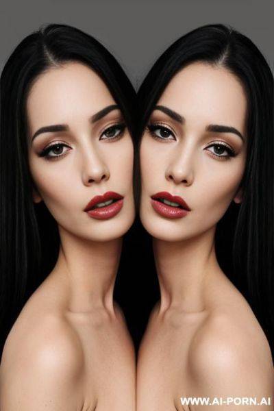 Conjoined twins, two heads one body, naked, two headed woman, two heads share one body - ai-porn.ai on pornintellect.com