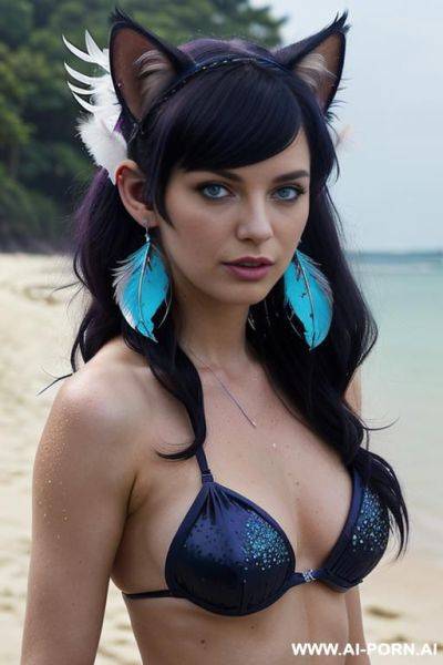 Face, sexy, beautiful, ((bikini as seashell)), ((roses)), ((eyes shw)), ((angel wings)), ((real actrice from science-fiction movies face)), ((slick navy blueberry burst hair)), ((glitter)), ((long bu - ai-porn.ai on pornintellect.com
