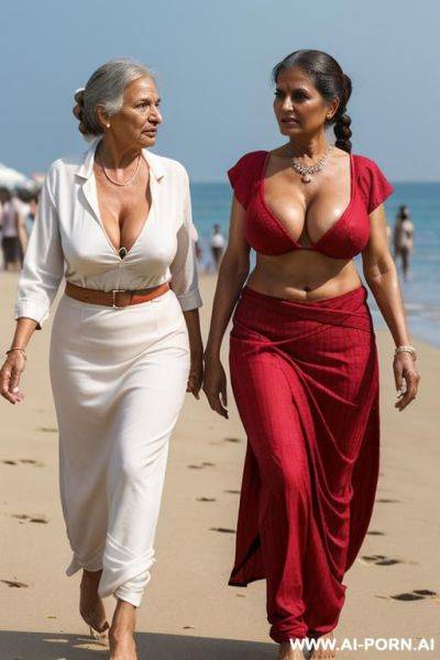 Two womans walking in the street, detailed face, - ai-porn.ai on pornintellect.com