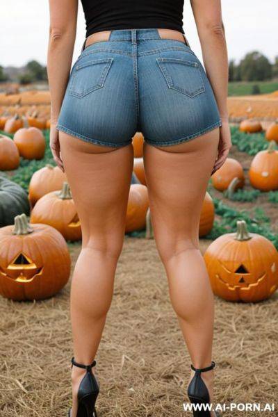 (suburban mom) (tight shorts) (bending down) (pumpkin patch) - ai-porn.ai on pornintellect.com