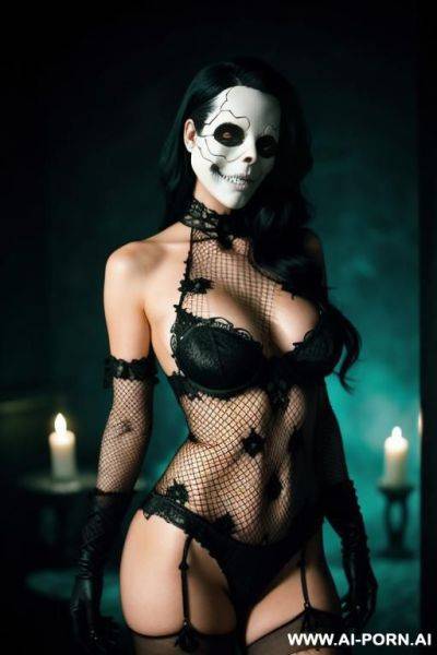 The crimman ghost from the misfits fish nets, pretty skull face - ai-porn.ai on pornintellect.com