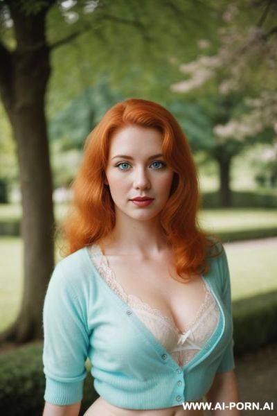 Cutie babe face, turquoise cardigan and t-shirt, retro vintage style, 170s, 170s. 1. busty. - ai-porn.ai on pornintellect.com