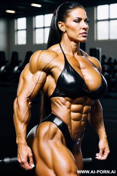 Female bodybuilder. gigantic huge massive muscles. barefoot. - ai-porn.ai on pornintellect.com