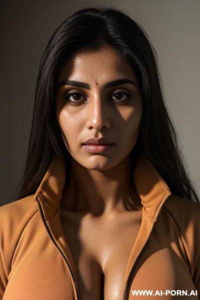 Pakistani, tan, drowsy facial expression, dri fit jacket, huge round perfect oval tits, big nose - ai-porn.ai - Pakistan on pornintellect.com