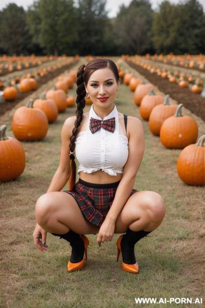 Pumpkin patch, plaid, bow tie - ai-porn.ai on pornintellect.com