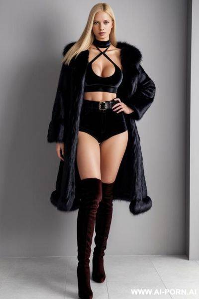 Full body fur jacket long high knee boots - ai-porn.ai on pornintellect.com