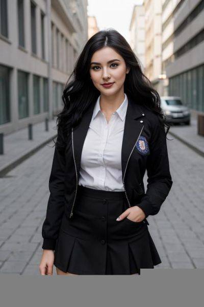 Dziewczyna w spódniczce i podkolanówkach pokazuje cipeczke - ai-porn.ai on pornintellect.com