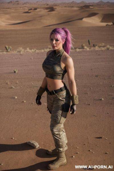 Pink purple ish hair with huge boobs and her ass and pussy spread out to the camera - ai-porn.ai on pornintellect.com