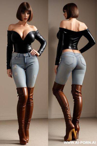 (hot tall swedish woman) (huge boobs) (high heel leather knee boots) (naked top) - ai-porn.ai - Sweden on pornintellect.com