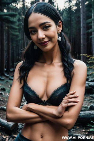 Sexy witch wit long sexy legs ass flash in woods at night by fire - ai-porn.ai on pornintellect.com