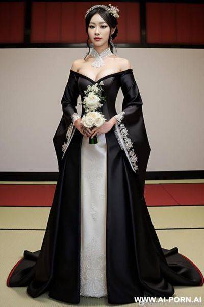 Wedding, black wedding dress, japanese traditional clothes - ai-porn.ai - Japan on pornintellect.com