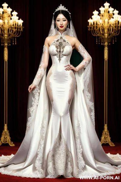 A woman dress up and perform on the stage, traditional dress, black wedding dress - ai-porn.ai on pornintellect.com