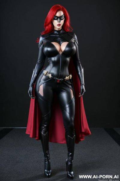 (hot tall woman) (huge boobs) ( blac widow super hero outfit) (full body shot) - ai-porn.ai on pornintellect.com