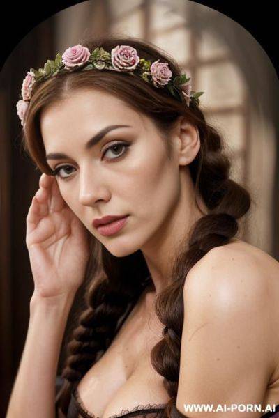 2 men and 1 woman fuck, perverse, beautiful, fucking, extremely hairy pussy, flower head wreath, group orgy, fucking, big nose, seductive, sexy pose, t-shirt, kissing, fucking, threesome, orgy, - ai-porn.ai on pornintellect.com