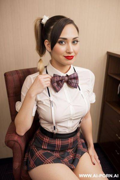 (plaid) (bow tie) (hotel room) (sitting in a chair) - ai-porn.ai on pornintellect.com