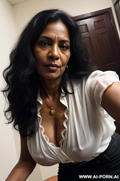(((keep face))), (((black indian ethnicity))), ((((extremely dark skin)))), grandmom, mature cougar, gilf, old skin, show hairy pussy, dense black pussy hair, totally naked, grandmom, show naked pussy, - ai-porn.ai - India on pornintellect.com