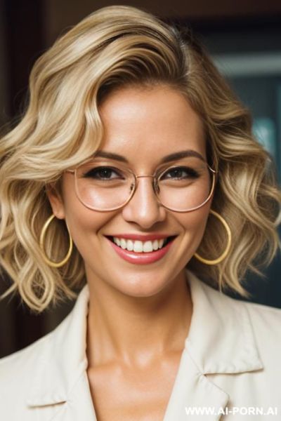 (nurse) (close up) (bending down) (glasses) (big loopy earrings) (smiling) - ai-porn.ai on pornintellect.com