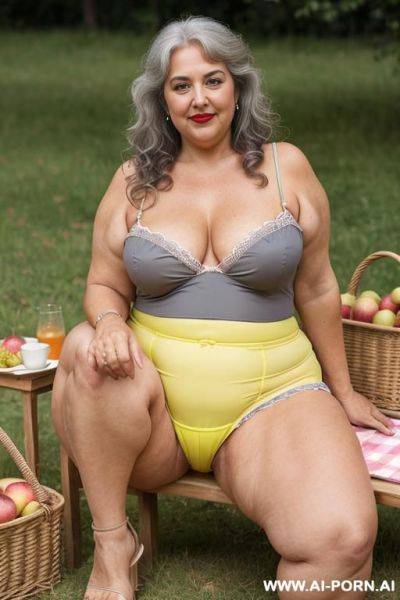 (((old sexy bbw gilf body))) (((very tanned body))) (((big nose))) (((granny panties))) (((strong tan lines))) (((happy))))) (((big fat round ass))) (((red lips))) ((( nylon granny panties))) - ai-porn.ai on pornintellect.com
