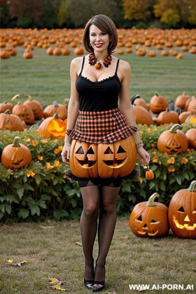 (suburban mom) (scarecrow) (pumpkins) - ai-porn.ai on pornintellect.com