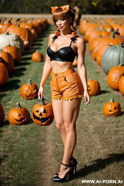 (tight shorts) (scarecrow) (pumpkins) - ai-porn.ai on pornintellect.com